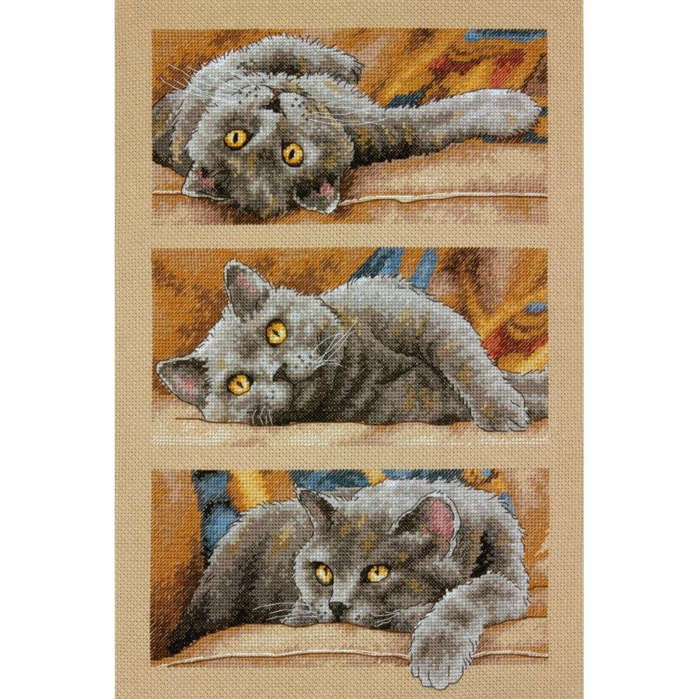 Dimensions Gezählter Kreuzstick Set, Max The Cat, 1.45 x 23.52 x 32.74 cm Schottenkaro, Schottenkaro