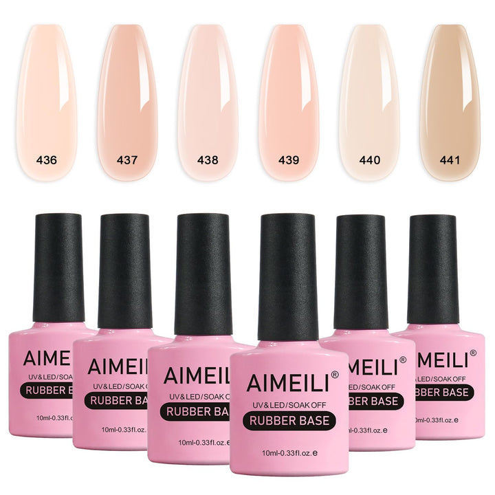 AIMEILI Rubber Base Gel Set 6pcs Rubber Base Coat Soak Off UV LED Nägel Unterlack Gel Nagellack Mani
