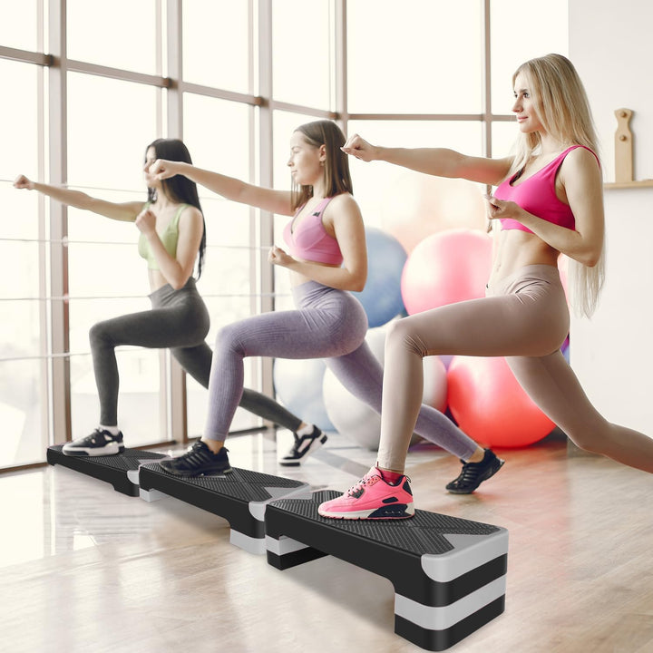 Aerobic Steppbrett Höhenverstellbar Stepper mit 3 Stufen 10/15/20cm, rutschfest Fitness Step-Bench f