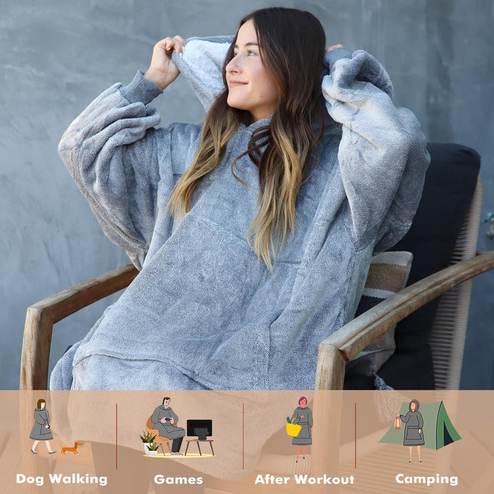 Catalonia Classy Oversized Sherpa Hoodie Decke, grosses Kapuzen-Sweatshirt für Frauen, weiche gemütl