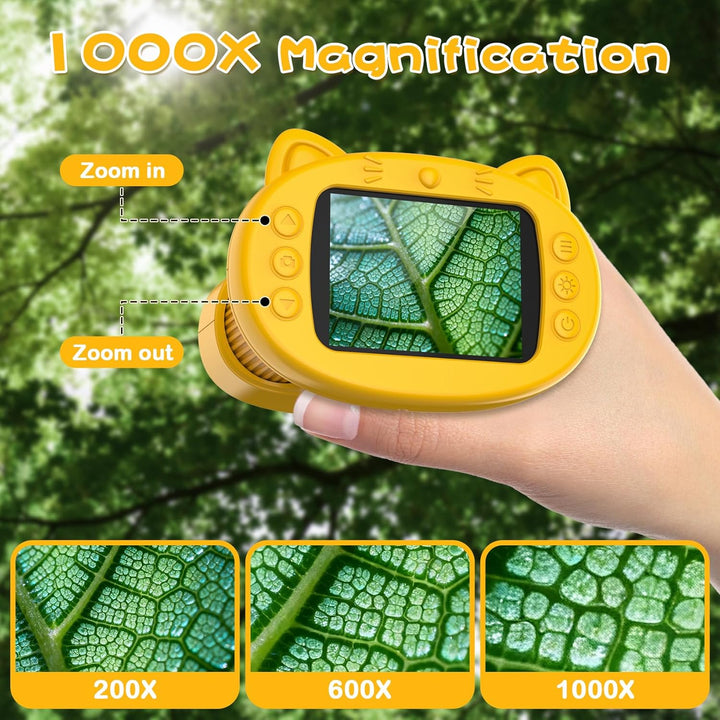 Handmikroskop für Kinder, 1000X Zoom Digitales USB-Mikroskope mit 2,4-Zoll-IPS-Bildschirm, Tragbare