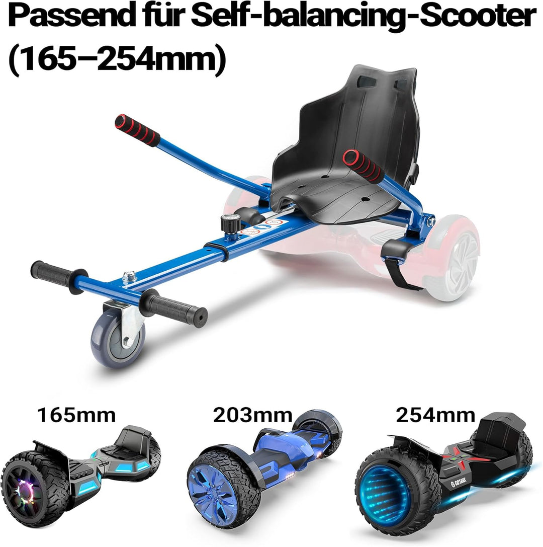 Wiltec Sitzscooter Blau, verstellbarer Kartsitz für Elektroscooter bis 120 kg, Sitzscooter kompatibe