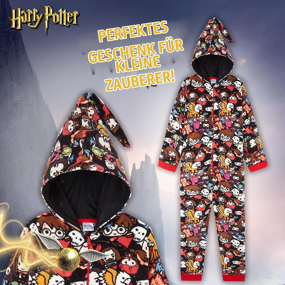 Harry Potter Jumpsuit Kinder, Fleece Onesie Jungen und Mädchen, Schlafoverall Kinder Kostüm Overall,