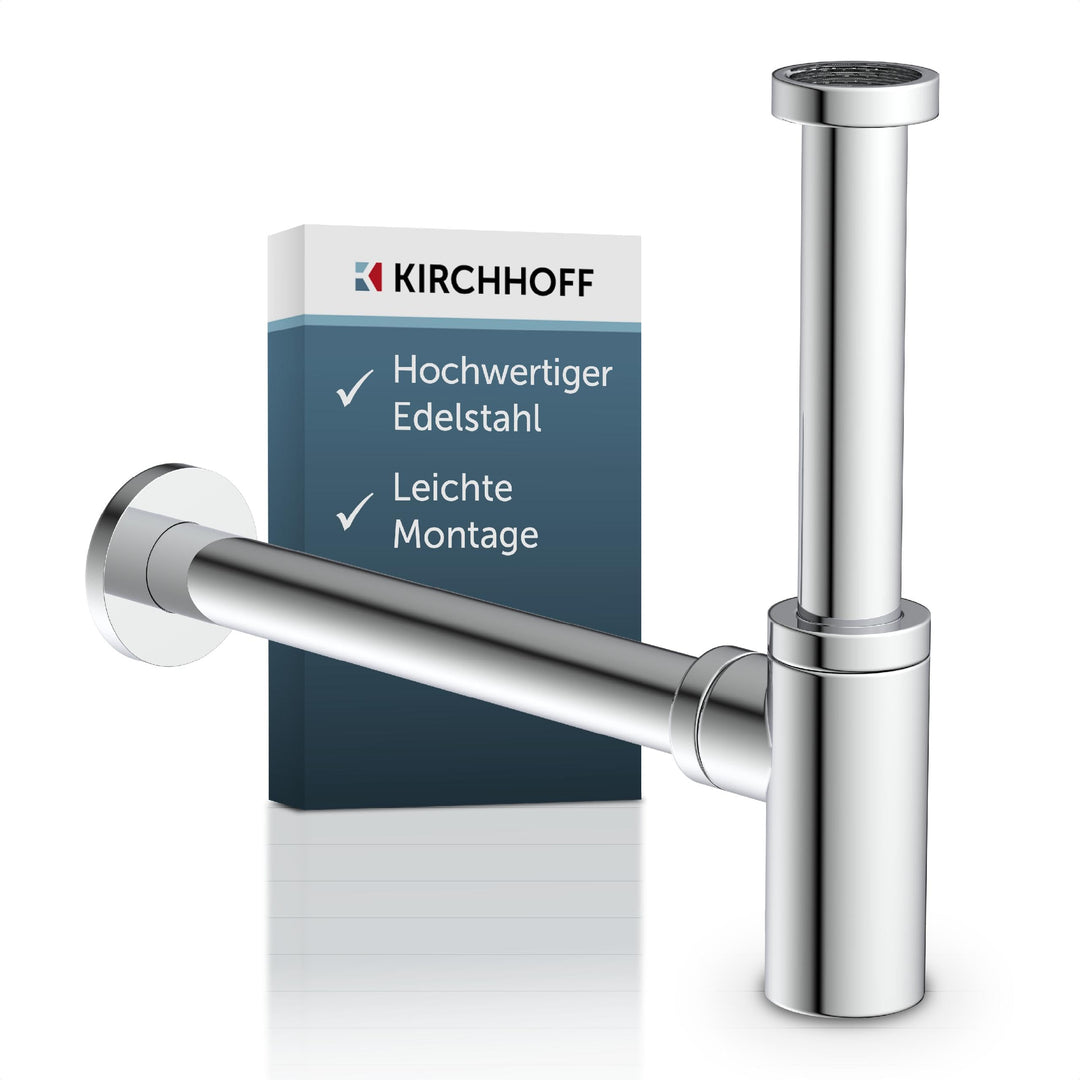 Kirchhoff Design Siphon, Abfluss, Ablaufgarnitur für Waschbecken und Waschtisch, Geruchsverschluss m