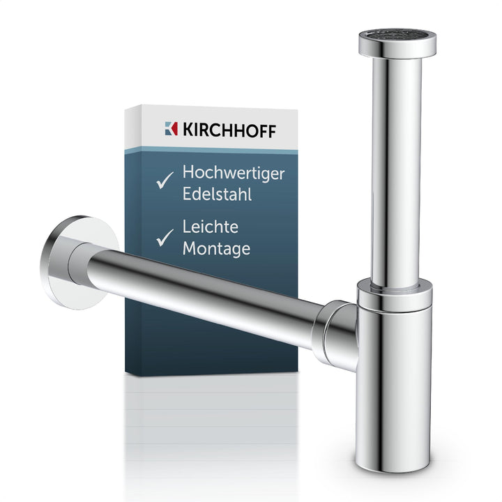 Kirchhoff Design Siphon, Abfluss, Ablaufgarnitur für Waschbecken und Waschtisch, Geruchsverschluss m