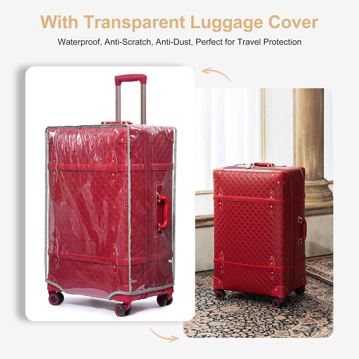 Urecity Vintage Reisekoffer Set 4 Teilig Leicht Retro Lederkoffer Hartschale Trolley Handgepäck Sets