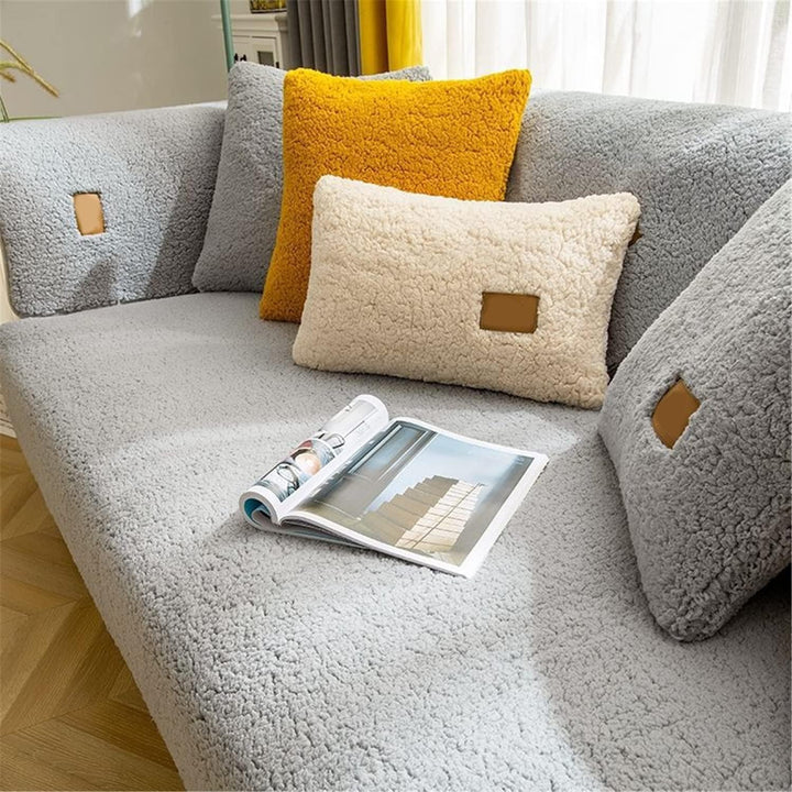 LINGKY Samt Sofabezug 1 2 3 4 Sitzer, L Form Sofaüberwurfe, Ecksofa Sofa überzug Pets Dog Couch über