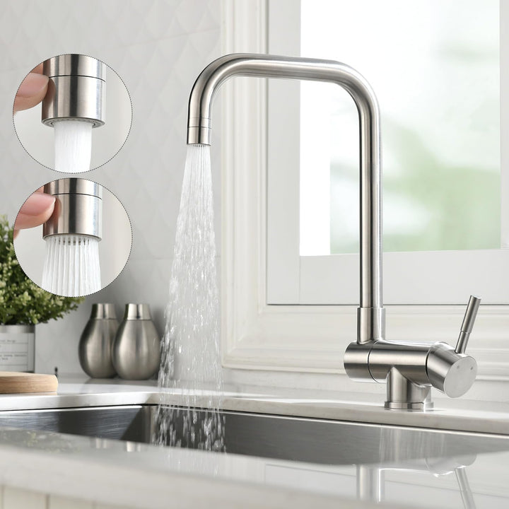 CECIPA Hochdruck Wasserhahn Küche Klappbar 180°, Vorfenster Küchenarmatur Klappbar mit 2 Strahlarten