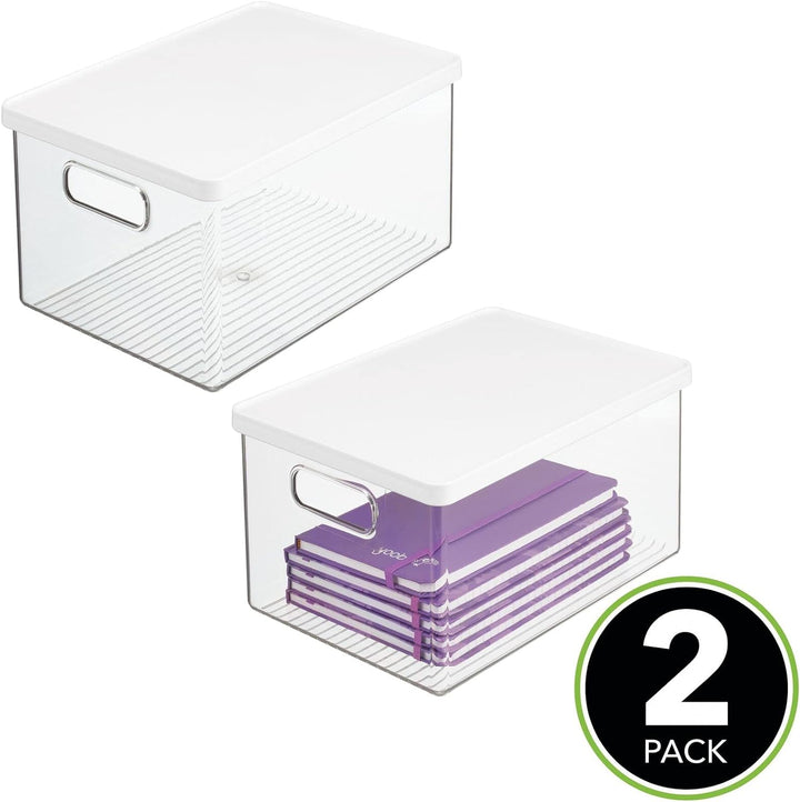 mDesign 2er-Set Schreibtischablage für Stifte, Notizzettel usw. – Aufbewahrungsbox mit Griffen und D