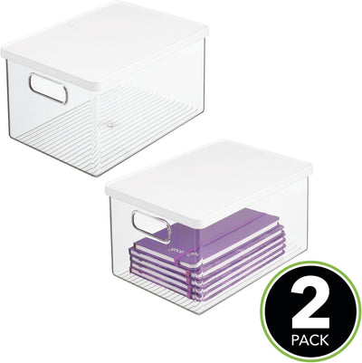 mDesign 2er-Set Schreibtischablage für Stifte, Notizzettel usw. – Aufbewahrungsbox mit Griffen und D