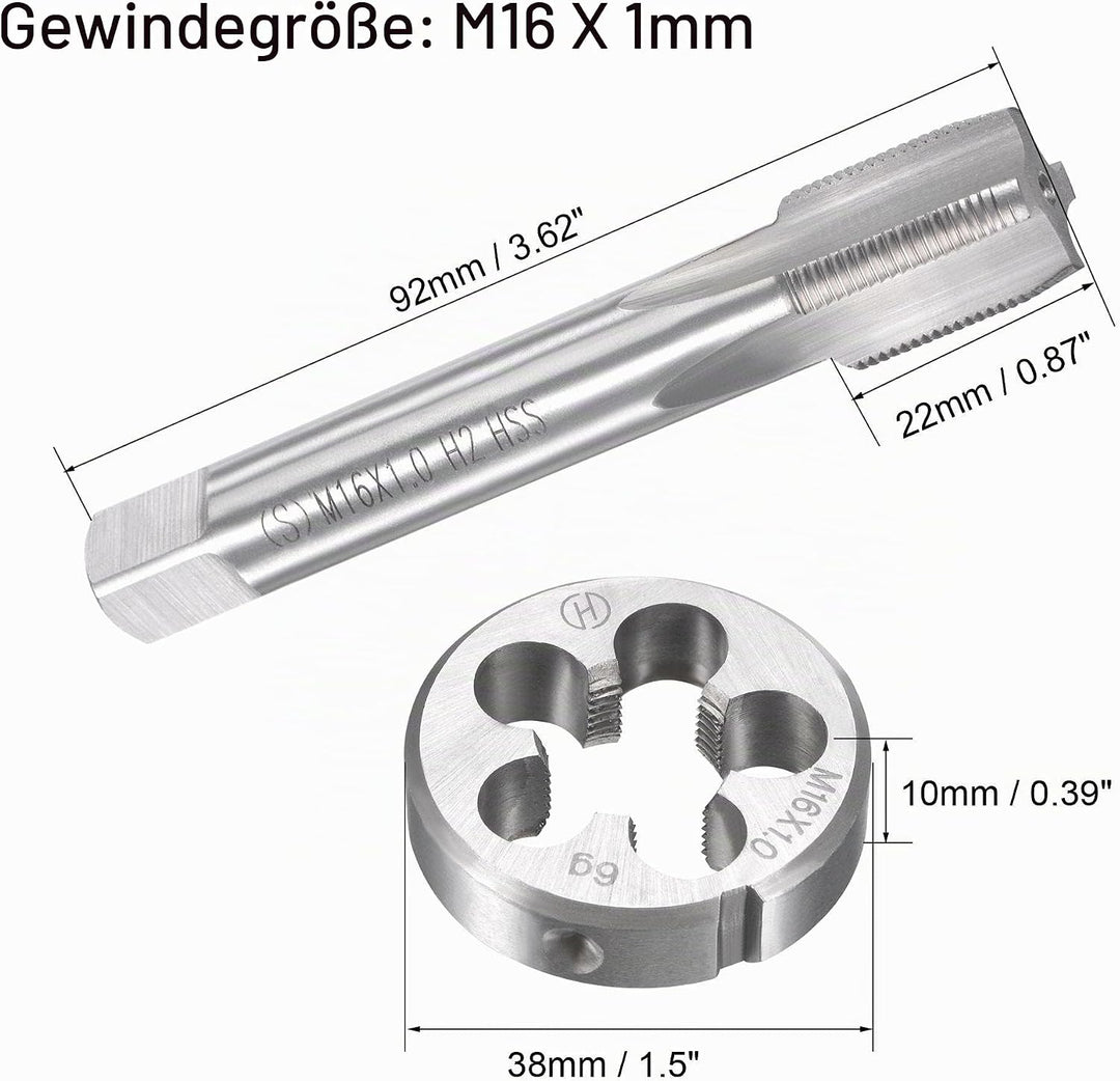 sourcing map Gewindebohrer M16 x 1mm Gewindebohrer mit Legierungswerkzeug, M16 x 1mm