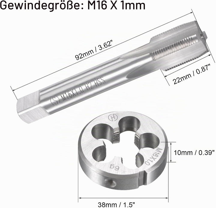 sourcing map Gewindebohrer M16 x 1mm Gewindebohrer mit Legierungswerkzeug, M16 x 1mm
