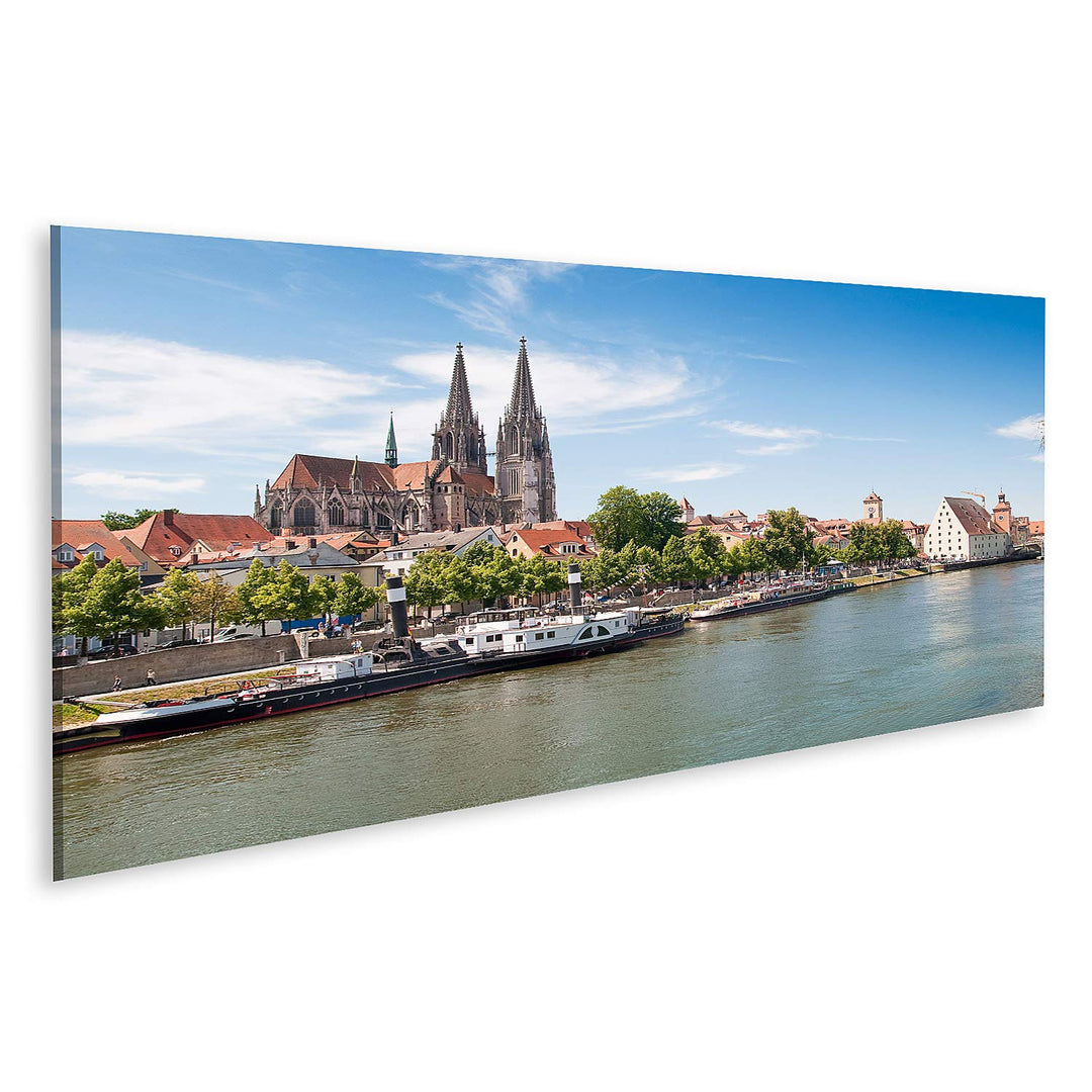 islandburner Bild auf Leinwand Regensburg Dom Donau Deutschland Bilder Wandbilder Poster Leinwand 12