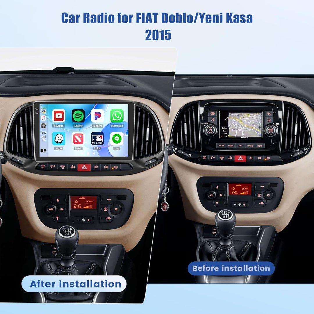 [4G+128G] Inefala Android 15 Autoradio für FIAT Doblo/Yeni Kasa 2015 mit Wireless Carplay Android, 9