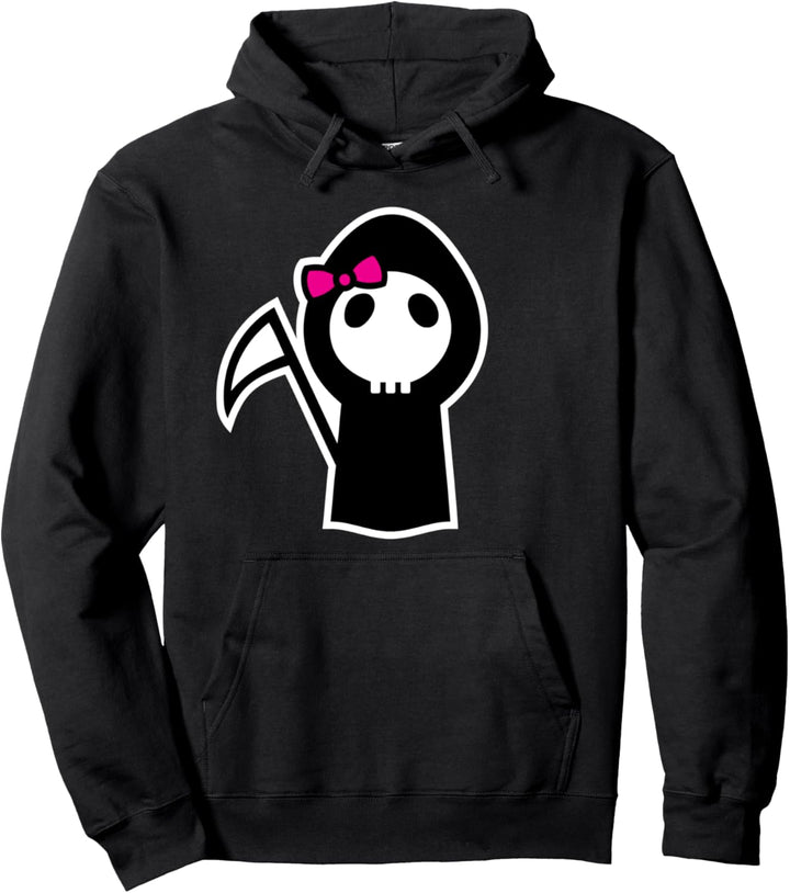 Cute Grim Reaper Skeleton Girls Halloween Pullover Hoodie