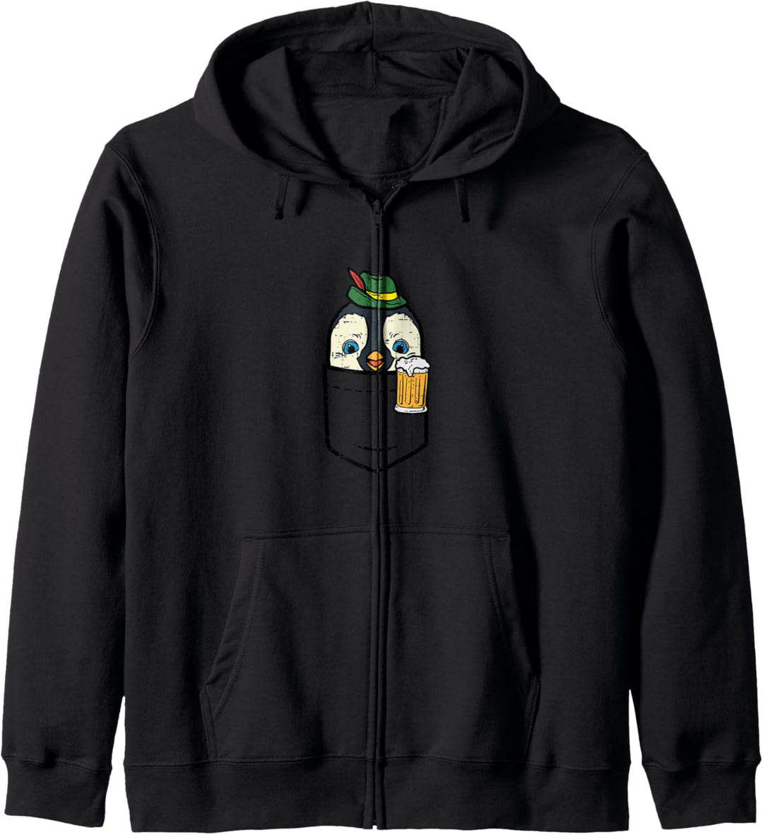 Pocket Deutsch Pinguin Oktoberfest Bayerisches Tier Männer Frauen Kapuzenjacke
