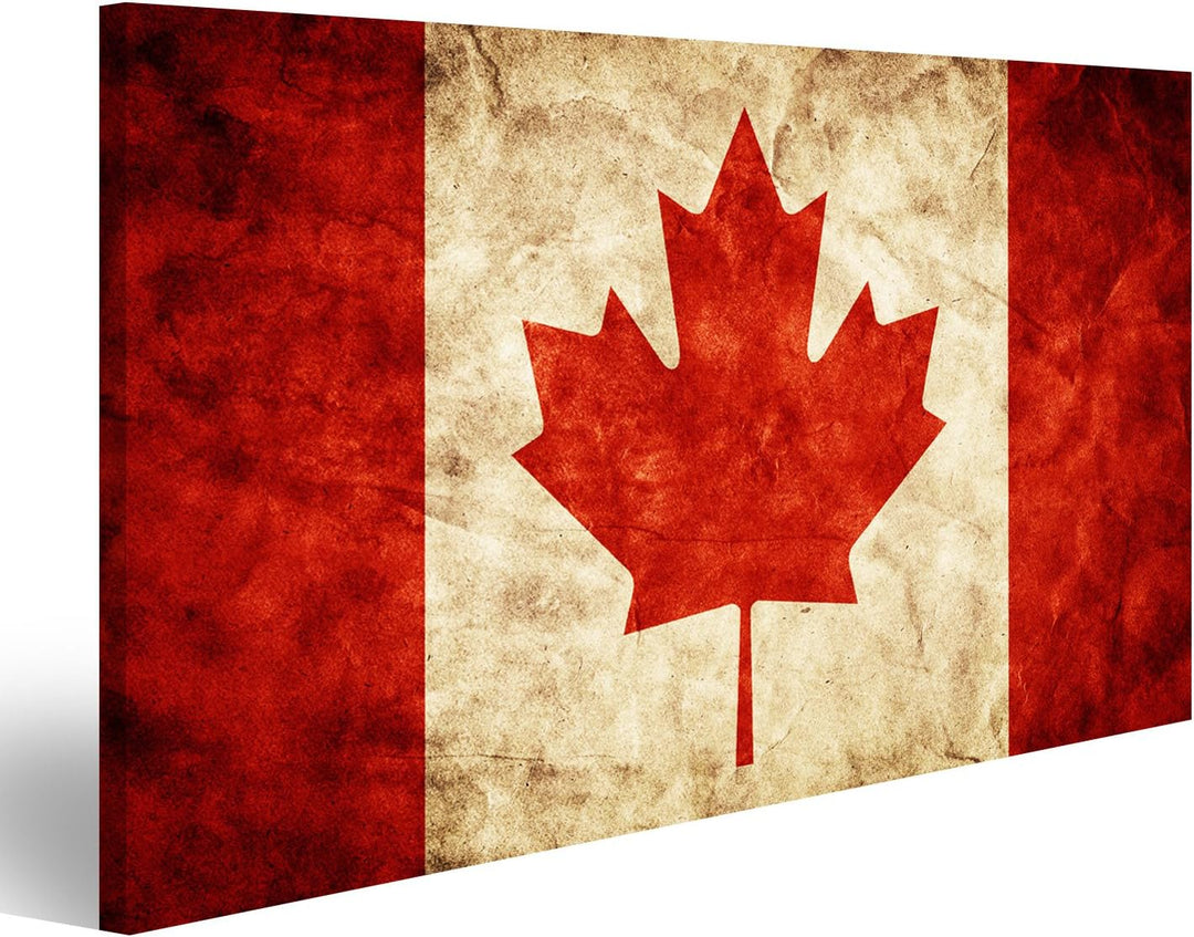 islandburner Bild auf Leinwand Kanada Flagge Vintage Retro Stil Bilder Wandbilder Poster Leinwand 10
