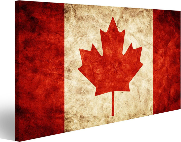 islandburner Bild auf Leinwand Kanada Flagge Vintage Retro Stil Bilder Wandbilder Poster Leinwand 10