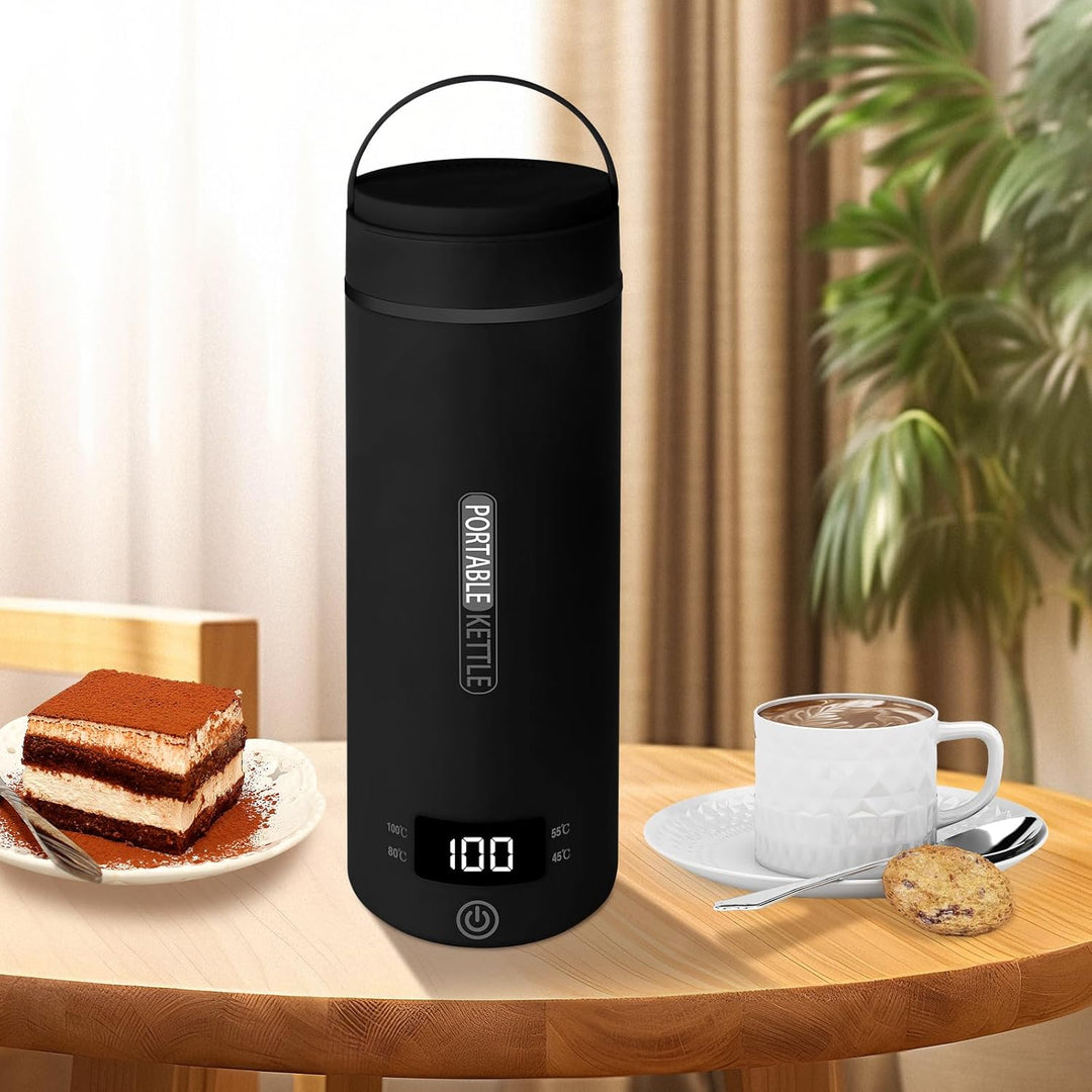 Reise Wasserkocher Klein Elektrische, 500ML/300W Tragbarer Wasserkocher Mini Wassertasse Edelstahl 3