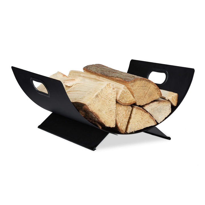 Relaxdays Kaminholzkorb Metall, modern, Kaminholz Aufbewahrung innen, HBT: 18,5 x 40,5 x 33 cm, gros