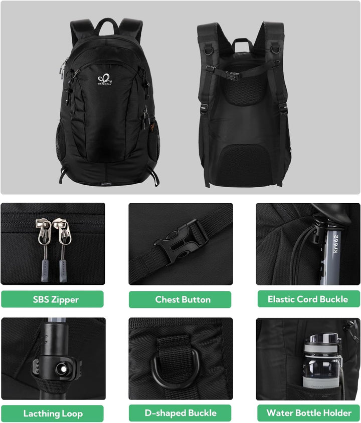 WATERFLY Wanderrucksack 30L Trekkingrucksack Reiserucksack: Wasserdicht Wandern Rucksack Trekking Ou