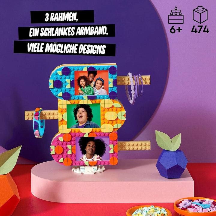 LEGO 41956 DOTS Eiscreme Bilderrahmen & Armband, DIY Bastelset für personalisierten Schmuck und Deko