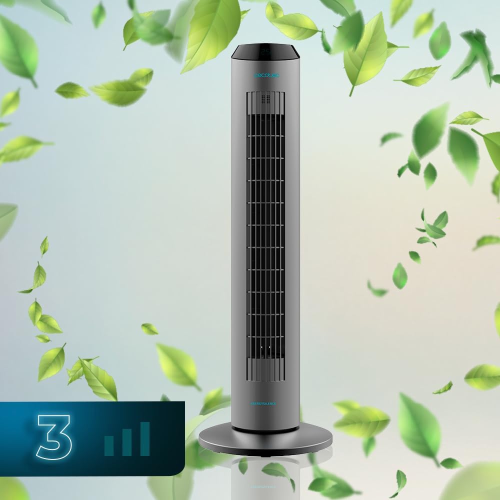 Cecotec Digitale Turmventilator mit Fernbedienung und Timer EnergySilence 8190 Skyline Ionic, 60 W,