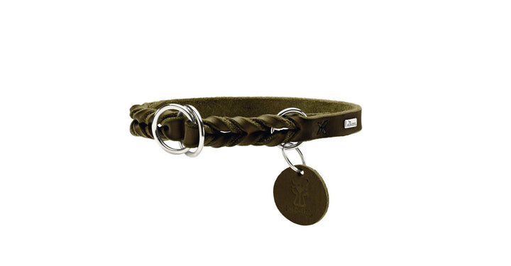 HUNTER SOLID EDUCATION Dressurhalsung für Hunde, Leder, weich, griffig, 65 (L-XL), oliv oliv 65 (L-X