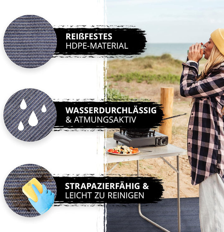 Vorzeltteppich – Markisenteppich – Outdoor-Teppich – wasserfest + wasserdurchlässig – Zeltunterlage