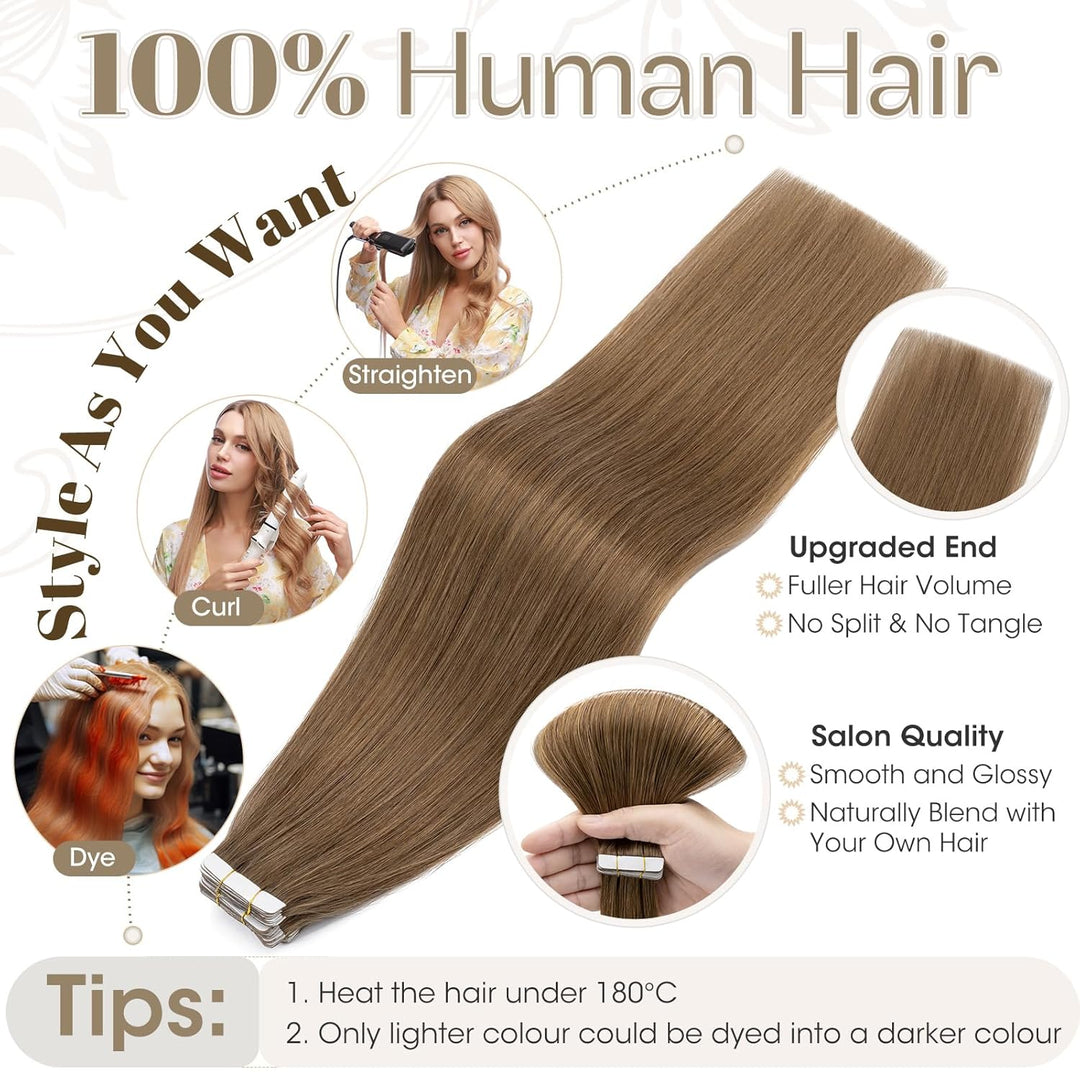 Elailite Tape Extensions Haarverlängerung - Invisible Tape Extensions Echthaar - Remy Real Human Hai