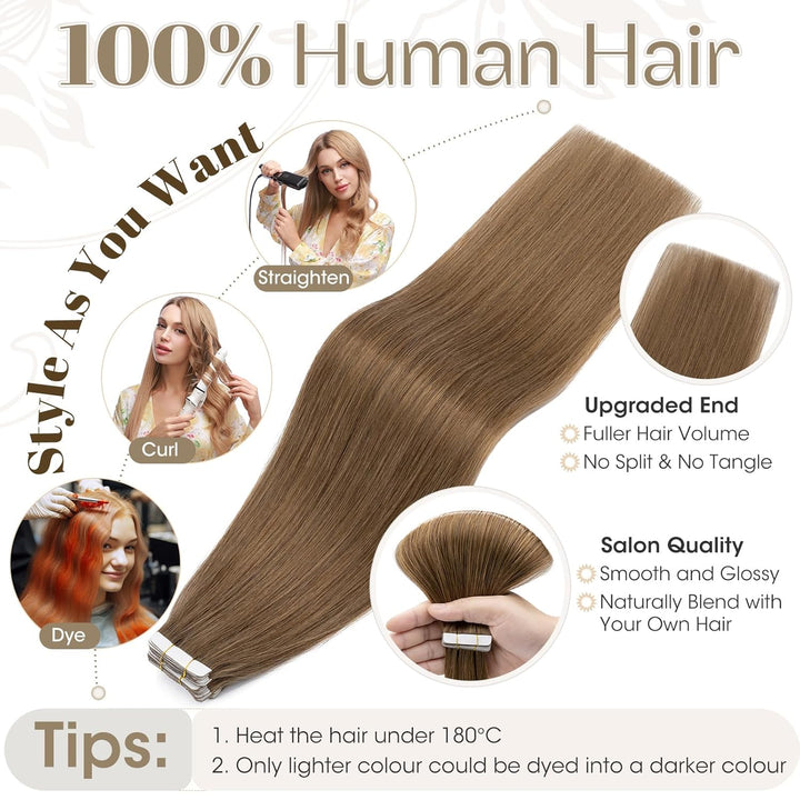 Elailite Tape Extensions Haarverlängerung - Invisible Tape Extensions Echthaar - Remy Real Human Hai