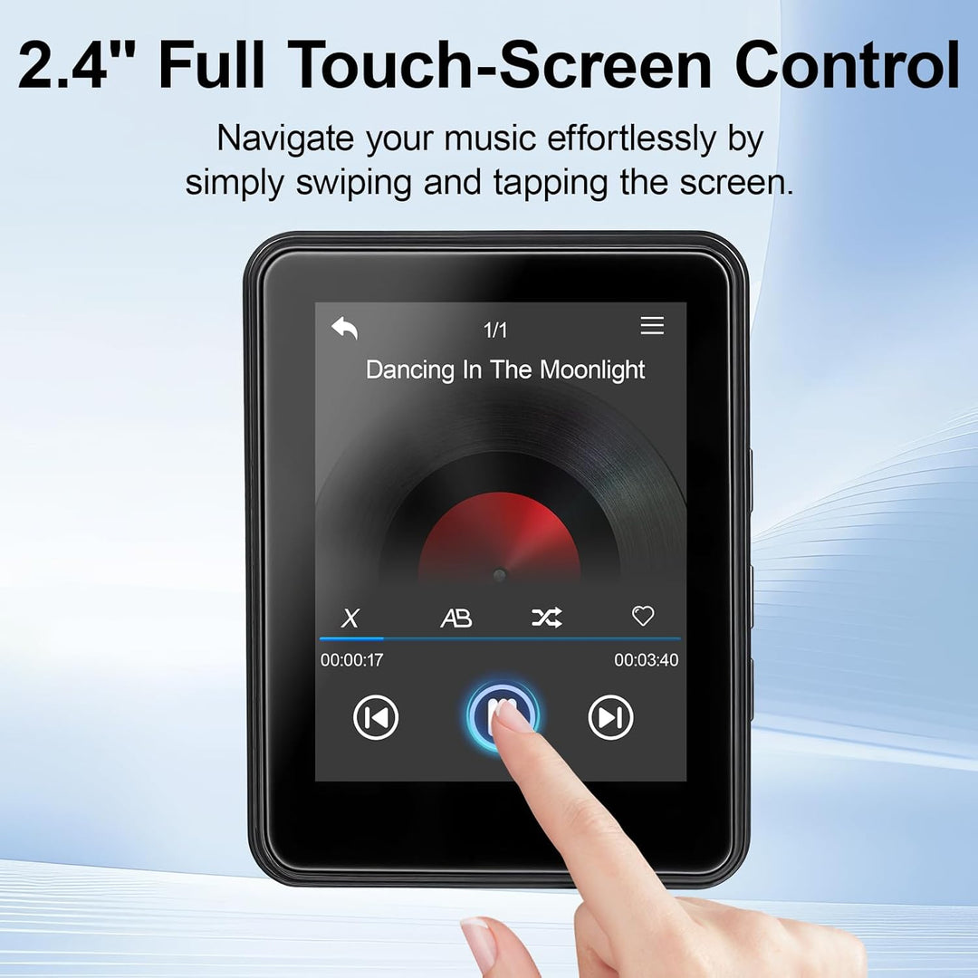 64GB MP3 Player Bluetooth 5.2 - MP3-Player 2.4" Full Touchscreen Tragbarer MP3 Player mit Lautsprech