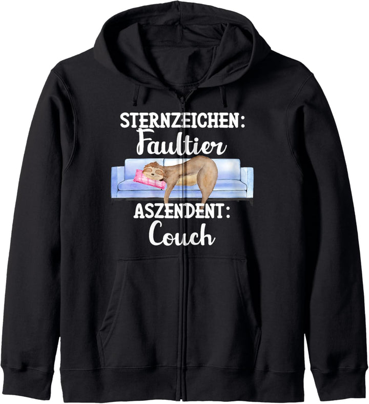 Sternzeichen Faultier Aszendent Couch Lustiges Faulenzer Kapuzenjacke