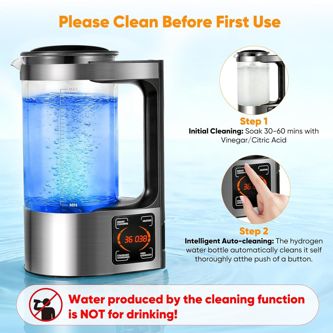 Jradse Wasserstoffgehaltener Wassergenerator, 2 l, tragbar, wasserstoffreich, mit PTC-Heizung, LED-B