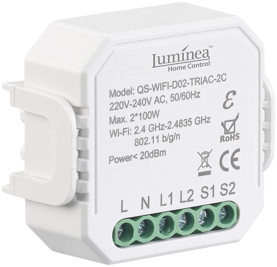 Luminea Home Control WiFi Dimmer: WLAN-Unterputz-2-Kanal-Lichtschalter & -Dimmer, App, Sprachsteueru