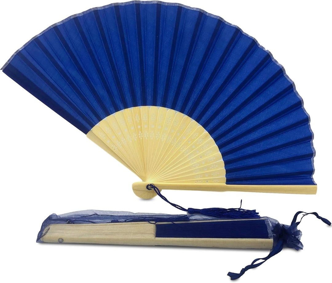 FANSOF.Fans Packung mit 10 Seide Stoff Fan mit Einer Quaste Grade A Bambus Rippen Hochzeit Party Gef