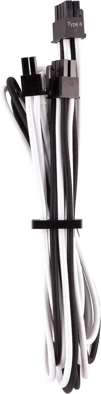 Corsair Premium Sleeved Netzteil Starter-Kabel-Set Typ4 (Generation 4-Serie) Weiss/Schwarz Starter-S
