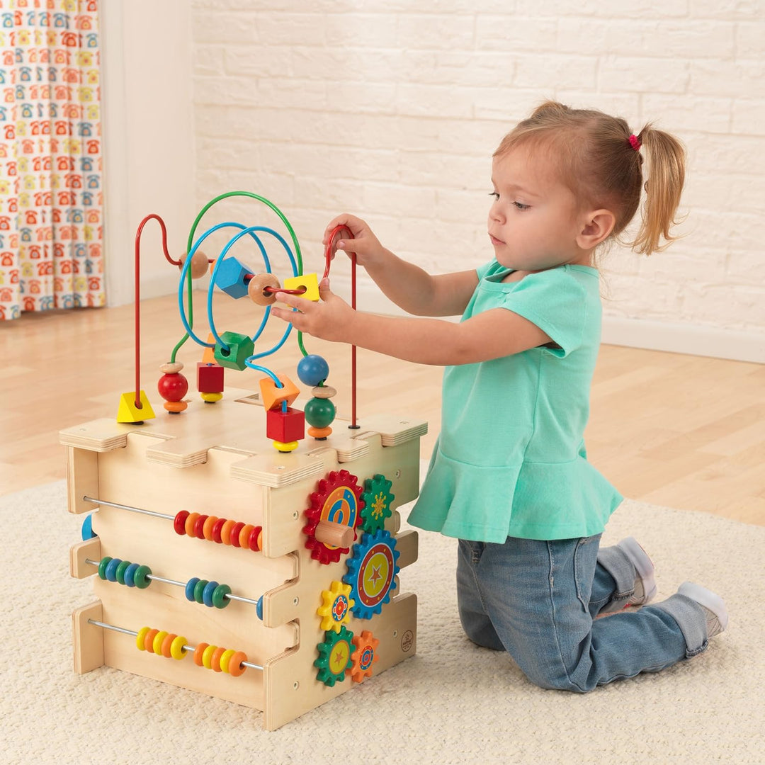 KidKraft Deluxe Motorikwürfel aus Holz, Motorikspielzeug ab 1.5 Jahre, Activity Center Baby Spielzeu