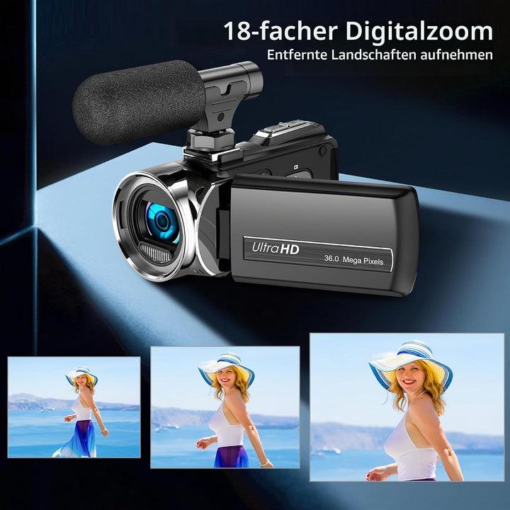 Caméscope vidéo 4K 36 MP Vlogging Caméra Pour Appareil Photo numérique YouTube 30 FPS 3,0 &