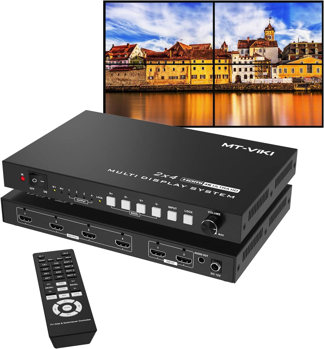 MT-VIKI 4K 2x2 HDMI Videowand Controller 2 in 4 Out Bildschirmspleissung unterstützt 8 Display Modi