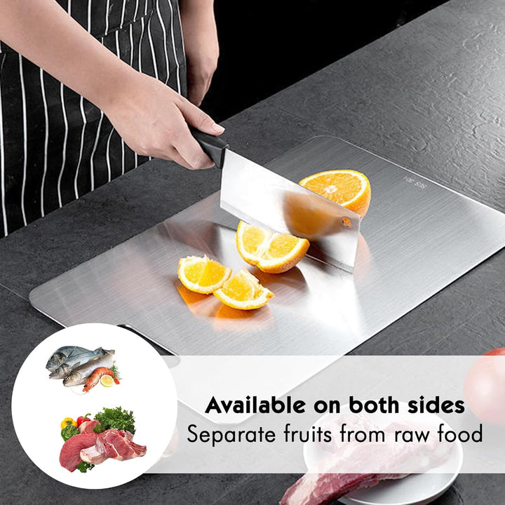 Titan Schneidebrett, 2 Stück Schneidbrett aus Edelstahl, Titanium Cutting Board, Doppelseitiges Lebe