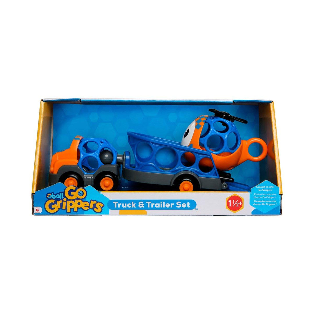 Bright Starts, Oball, Go Grippers, Spielzeug Truck, Anhänger und Helicopter Set, Truck, Anhänger und