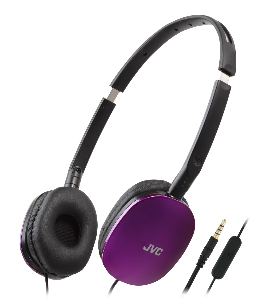 JVC HA-S160M-V - Flats Faltbarer und kompakter Kopfhörer in Glossy Trendfarbe, mit Schalter für Mikr