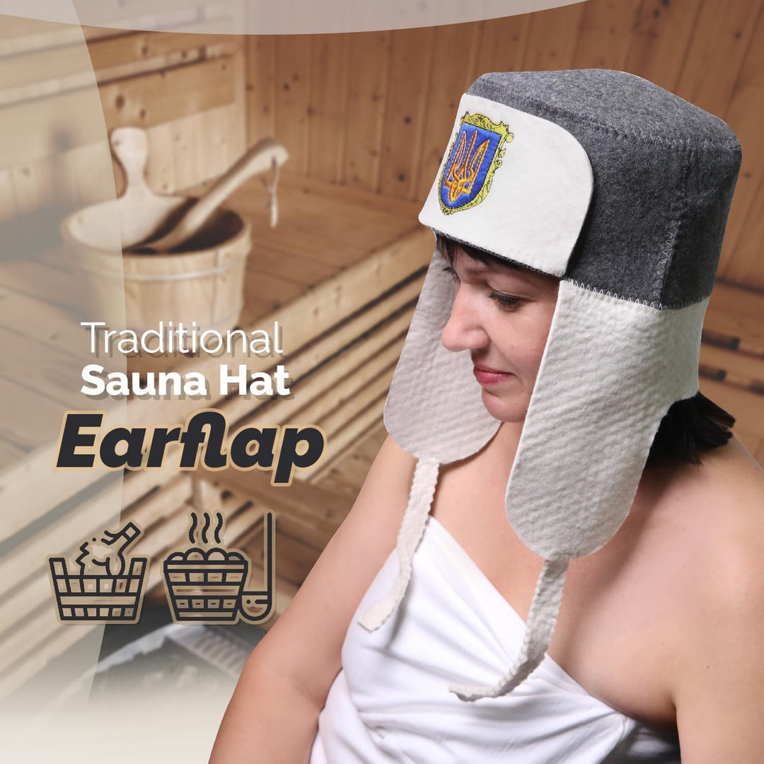 PetriStor Traditioneller Saunahut Earflap - Saunahut für Damen - Wolle Saunahut - Saunahut für Herre