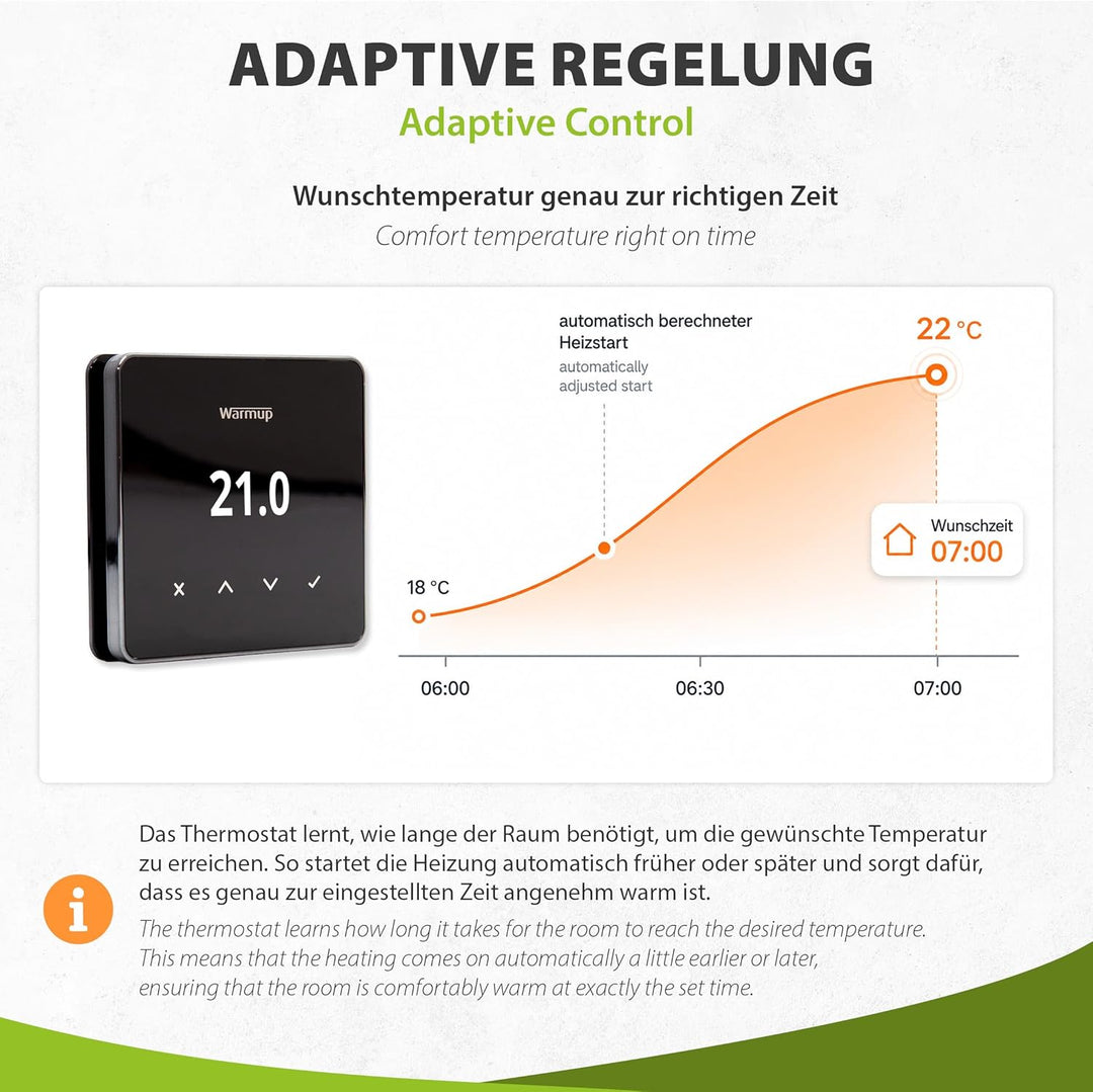 Mi-Heat Warmup Element Smart WiFi Thermostat Raumregler für Fussbodenheizung, Elektro Heizung, Farbe