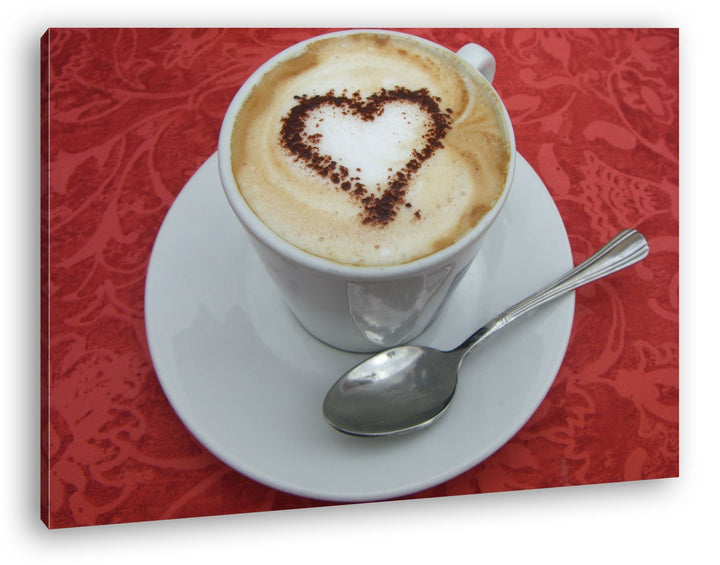deyoli kunstvoller Kaffee mit Herz Format: 80x60 als Leinwandbild, Motiv fertig gerahmt auf Echtholz