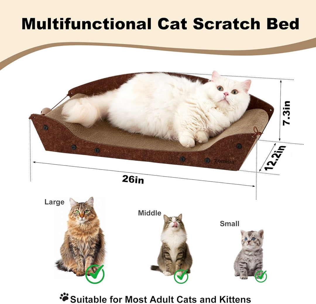 Kratzbrett für Katzen, 66cm - grosses Katzenkratzbretter aus hochwertiger Pappe, Katzenkratzpads mit