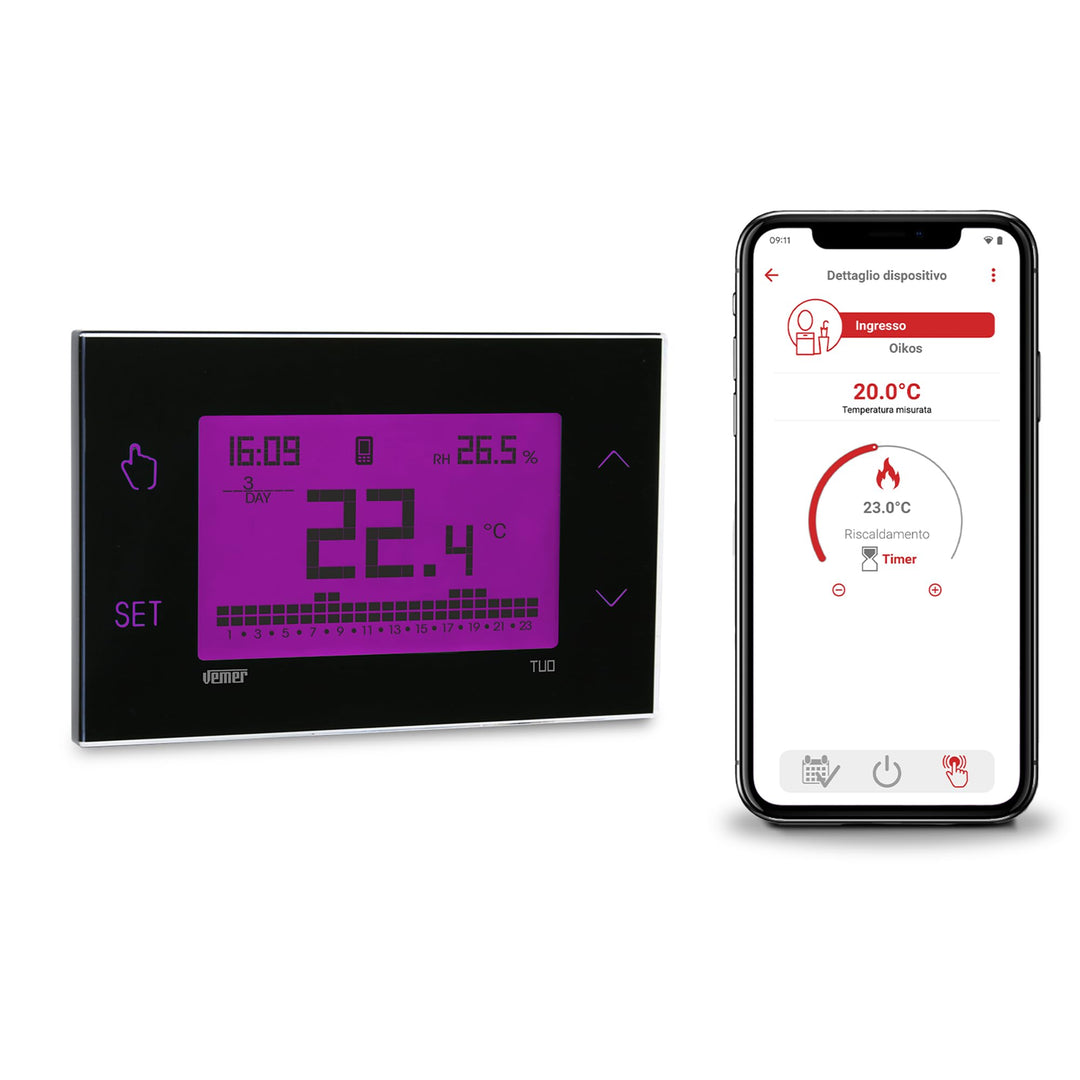 VEMER VE795900 TUO 4G – 4G-LTE Heizungsthermostat mit Integrierter Daten-SIM, Smart Thermostat mit A
