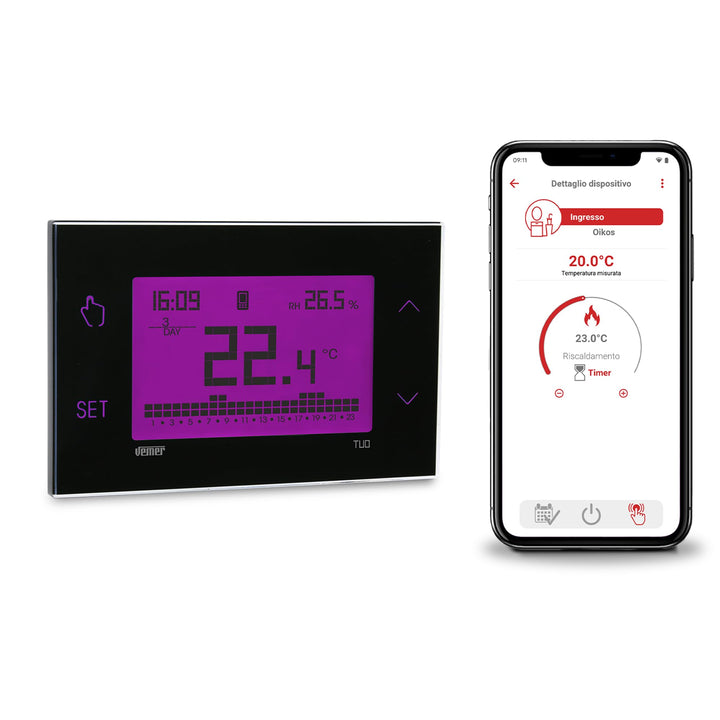 VEMER VE795900 TUO 4G – 4G-LTE Heizungsthermostat mit Integrierter Daten-SIM, Smart Thermostat mit A
