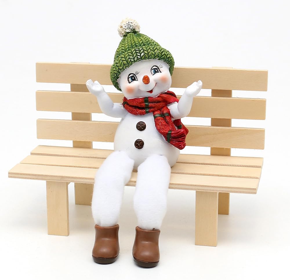 Dekohelden24 Schneekinder als Kantensitzer, mit Mütze und Schal in rot - grün, im 2er Set, L/B/H 8 x